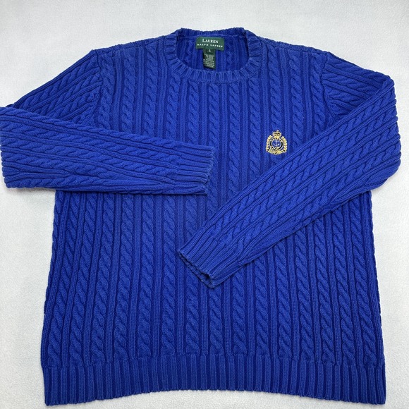 Lauren Ralph Lauren Sweaters - Lauren Ralph Lauren Sweater Womens Small Blue Cable Knit Crest Logo Prep Formal